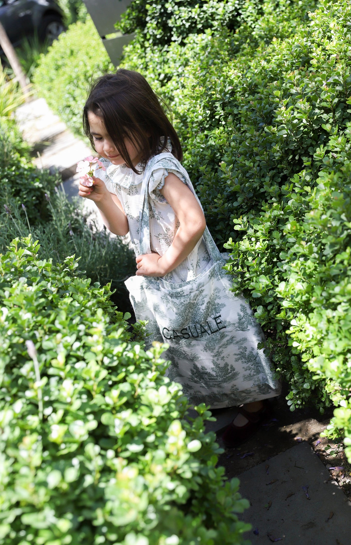 ToteBag Embrodery Linen Green Casuale
