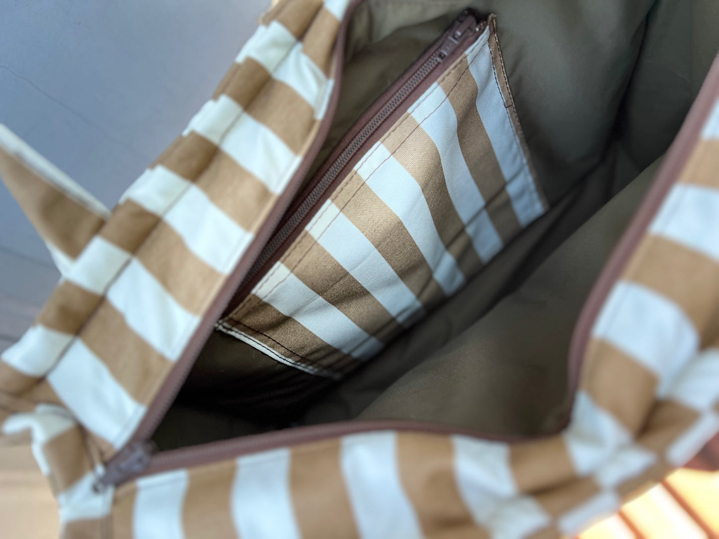 Bolso Weekender Beige&White