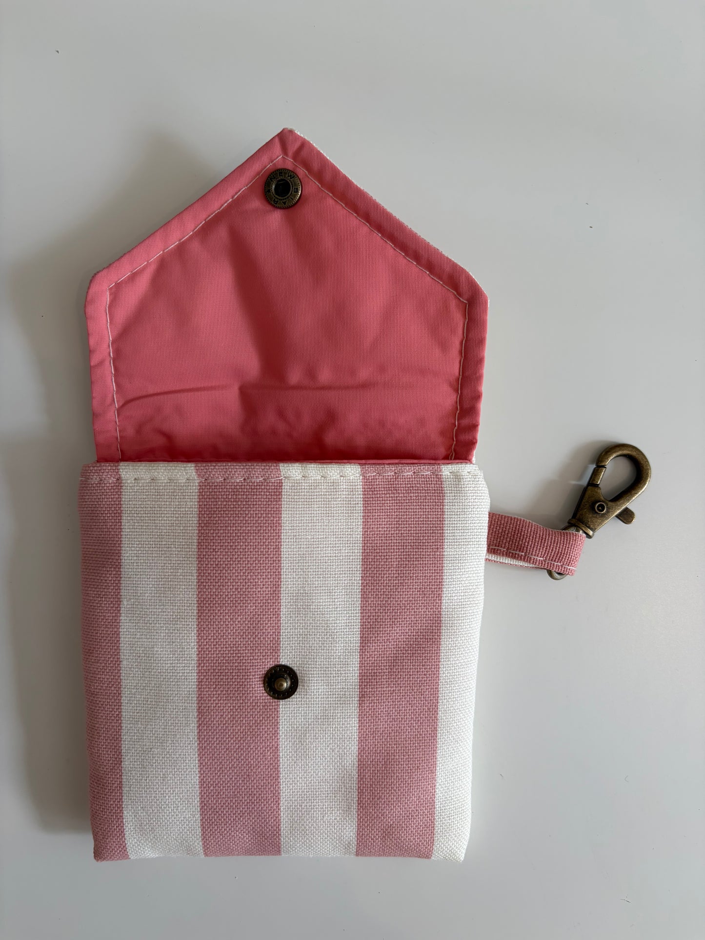 Monedero Clip Rayas Rosado & Blanco