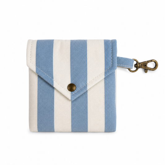 Monedero Clip Rayas Azul Claro & Blanco