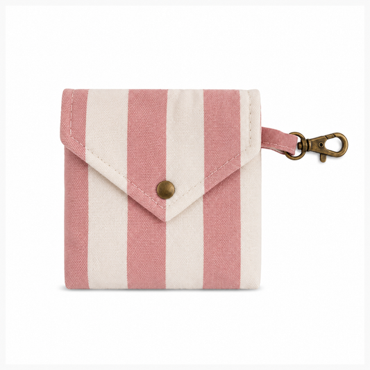 Monedero Clip Rayas Rosado & Blanco