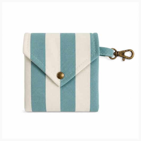 Monedero Clip Rayas Celeste & Blanco