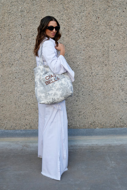 ToteBag Embrodery Linen Coffee