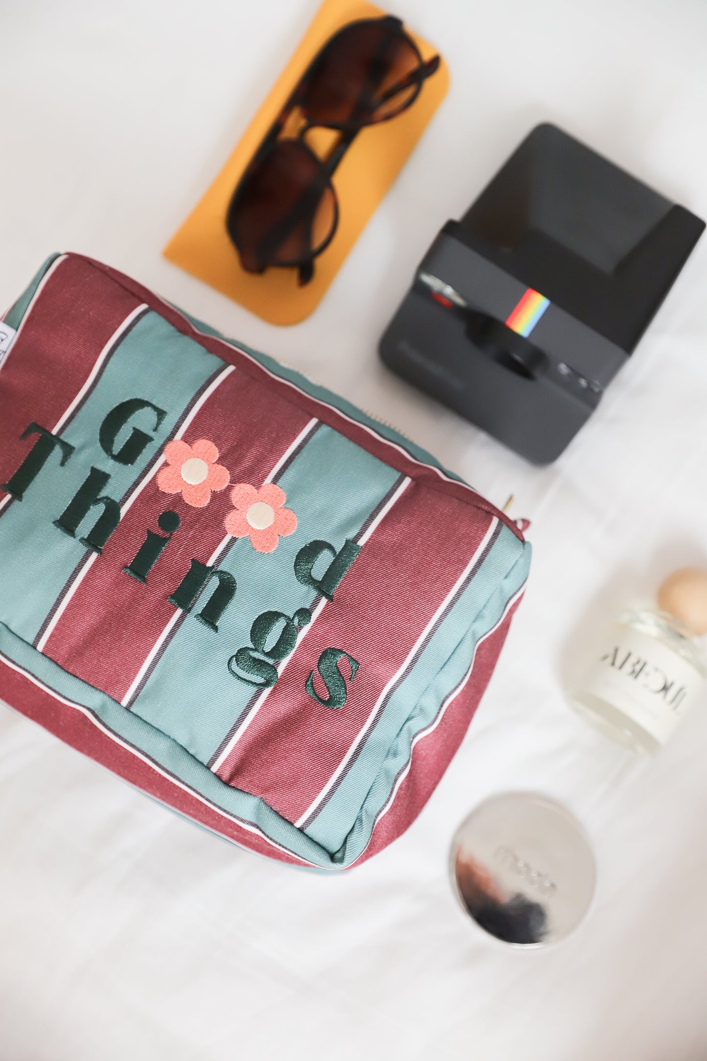 Estuche XL Rayas Burdeo Verde