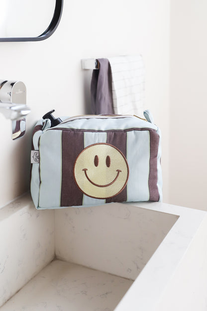 Estuche XL Rayas Café Celeste