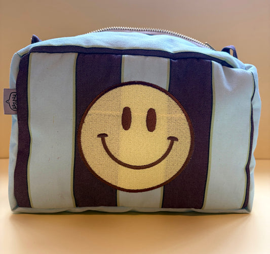Estuche XL Rayas Café Celeste