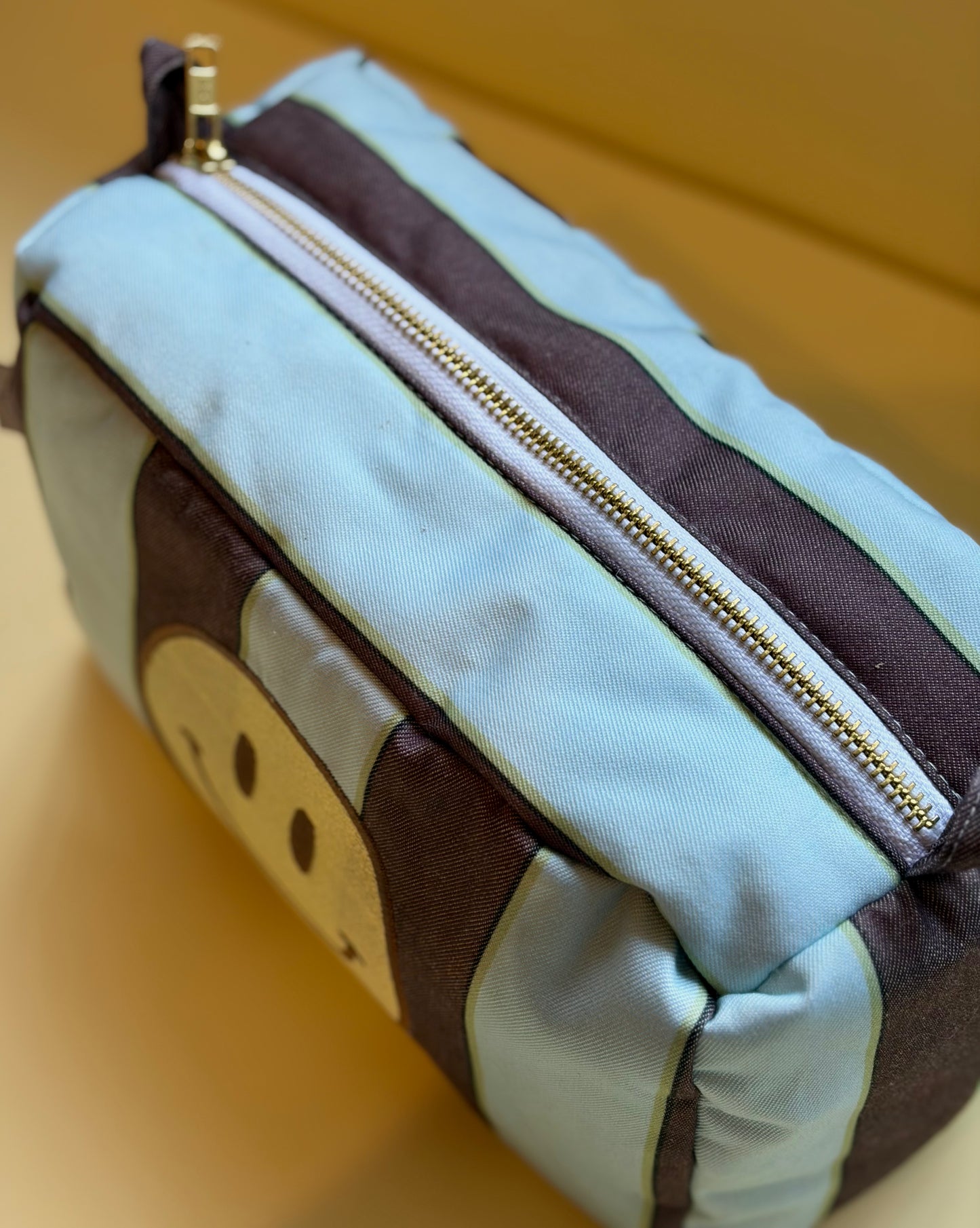 Estuche XL Rayas Café Celeste