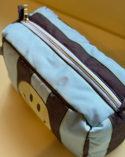 Estuche XL Rayas Café Celeste