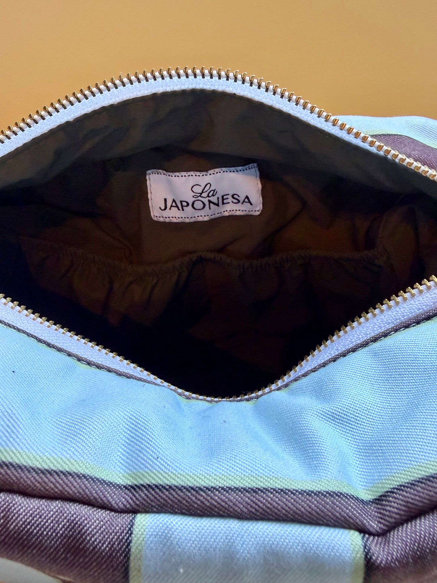Estuche XL Rayas Café Celeste