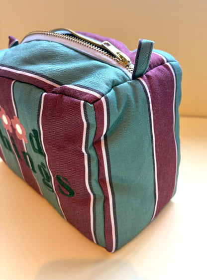 Estuche XL Rayas Burdeo Verde