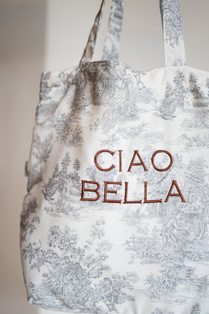 ToteBag Embrodery Linen Coffee