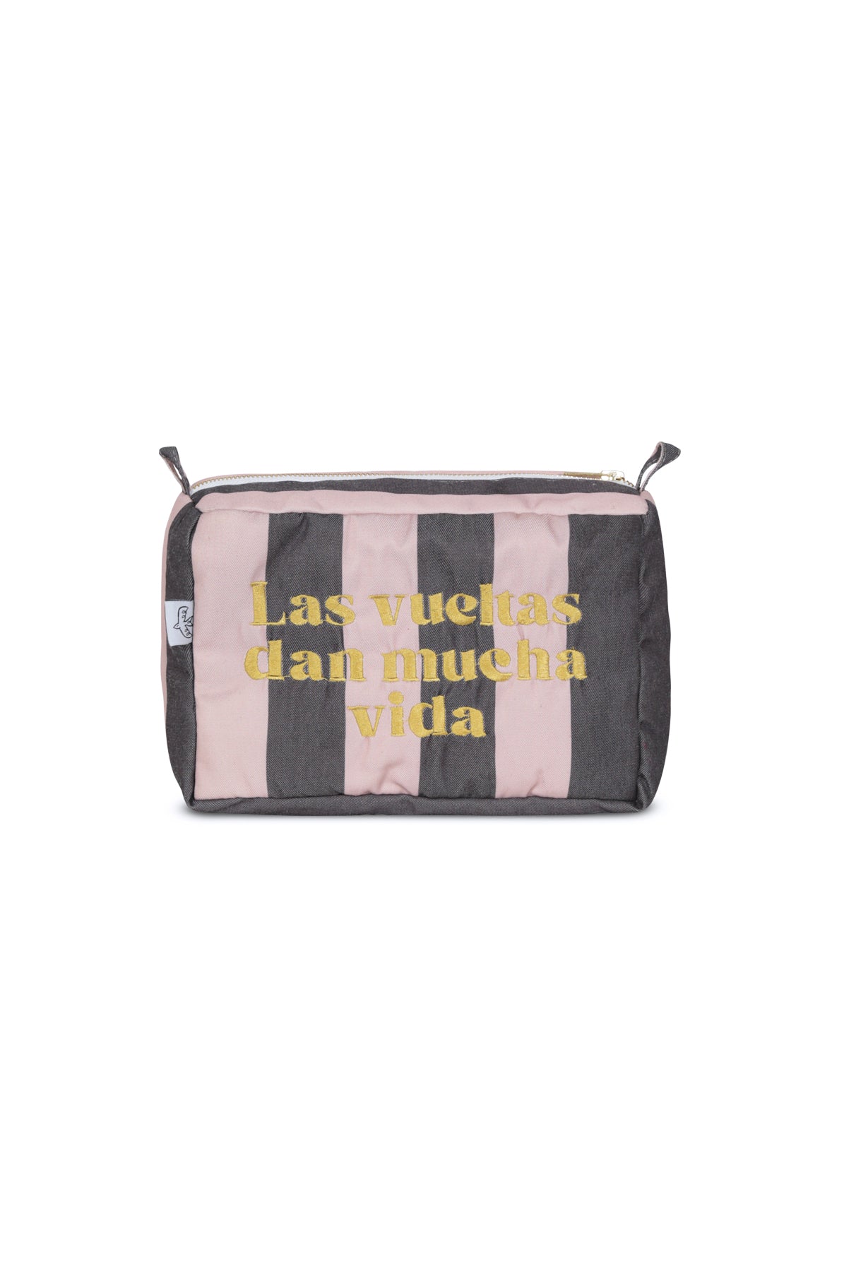 Estuche XL Rayas Rosa Gris