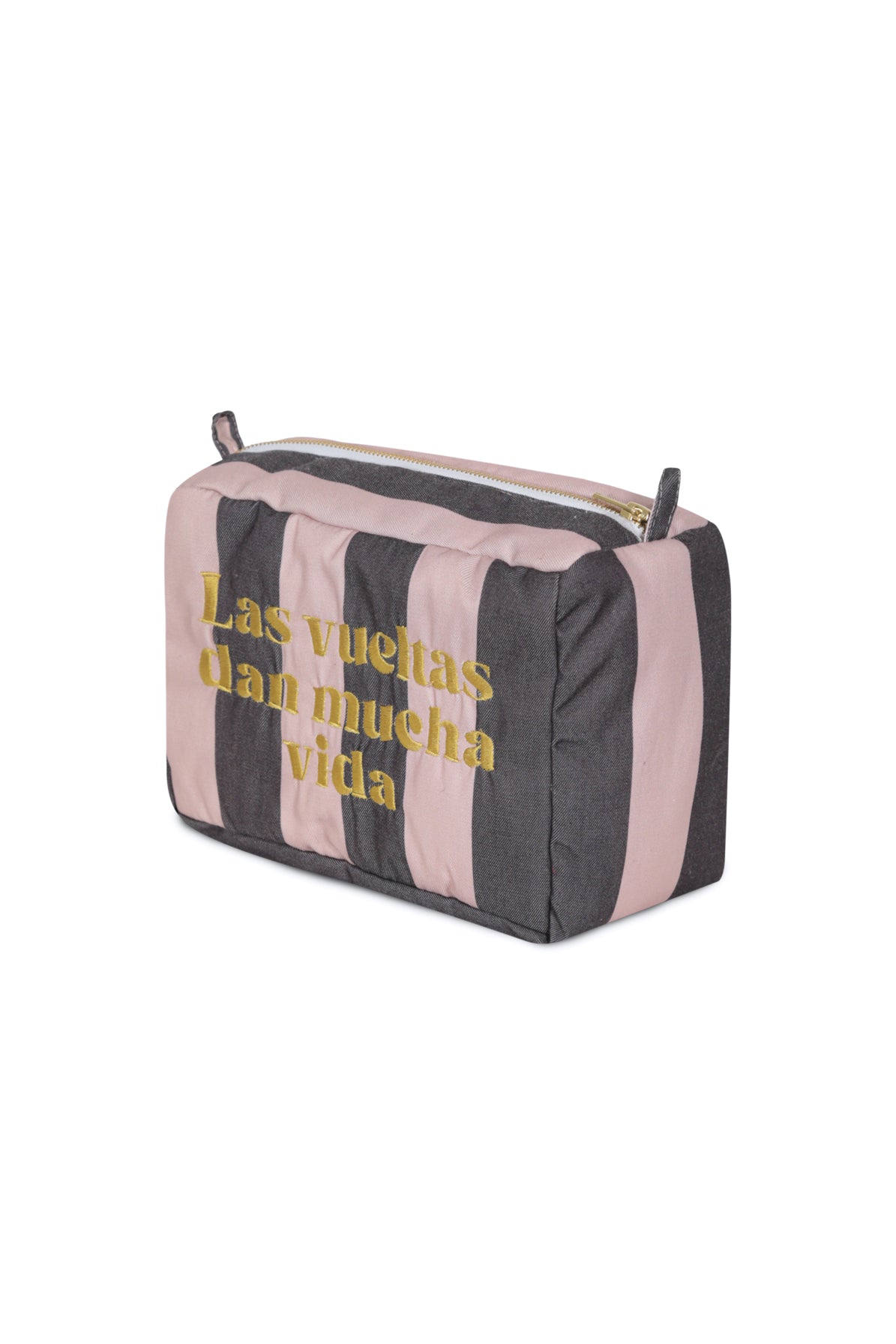 Estuche XL Rayas Rosa Gris
