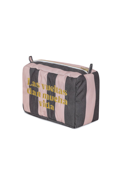 Estuche XL Rayas Rosa Gris