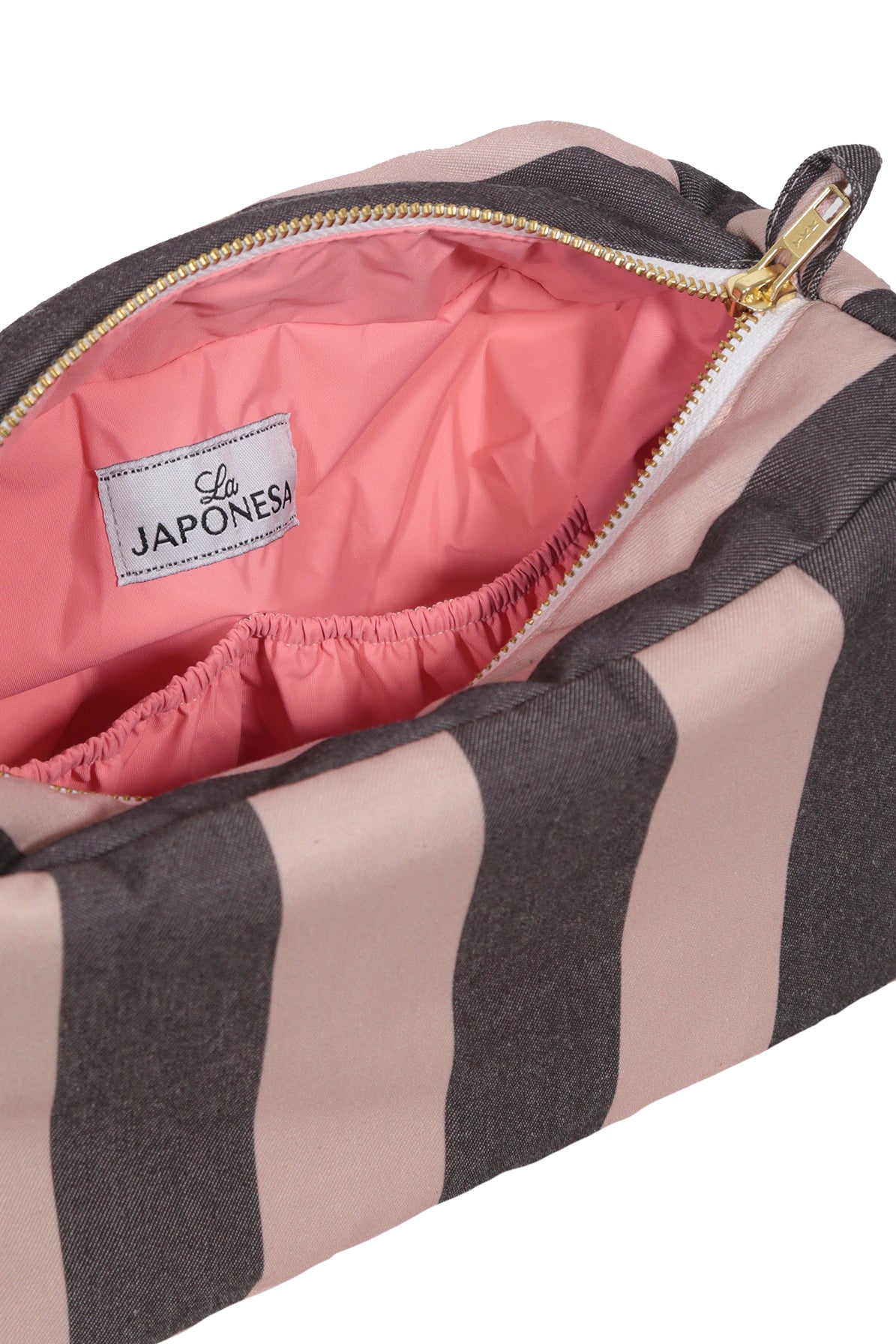 Estuche XL Rayas Rosa Gris