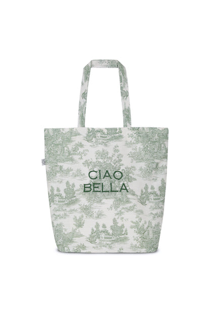 ToteBag Embrodery Linen Green CiaoBella