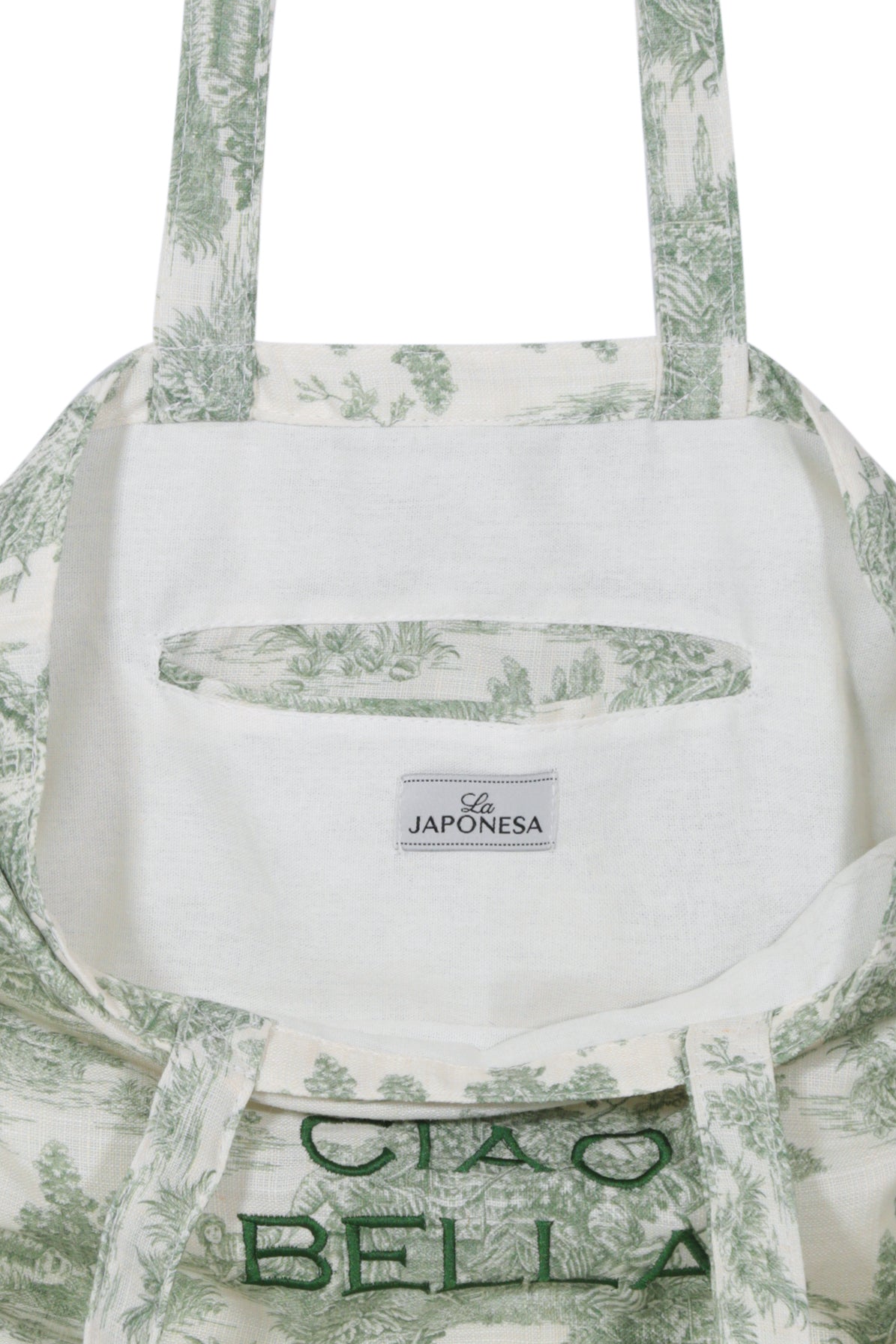 ToteBag Embrodery Linen Green CiaoBella