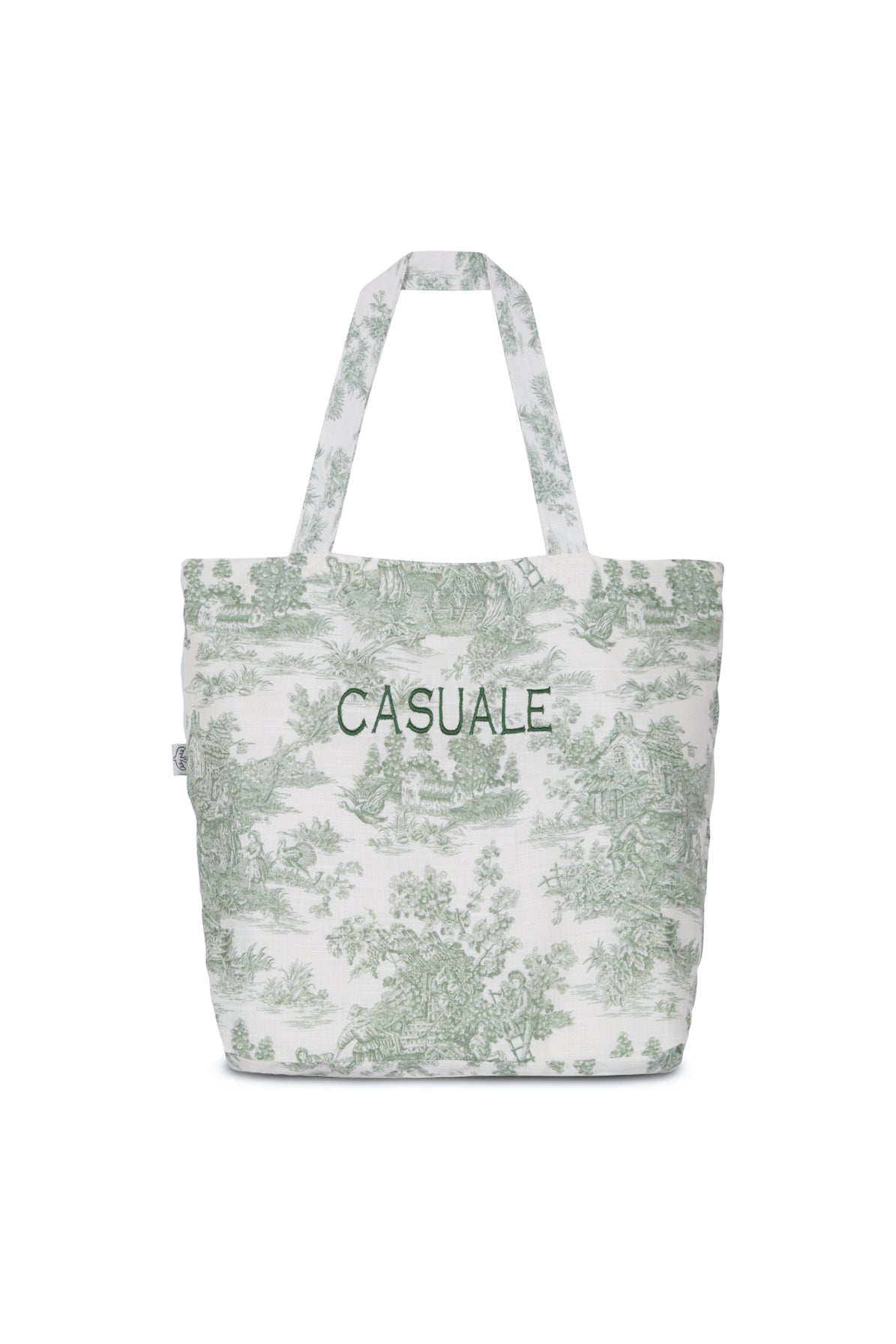 Tote Embrodery Linen Green