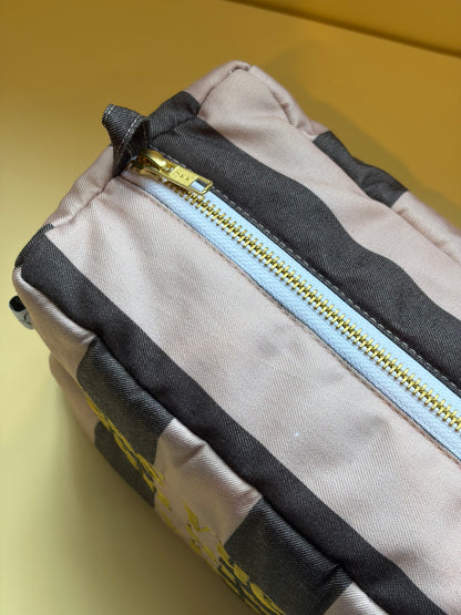 Estuche XL Rayas Rosa Gris